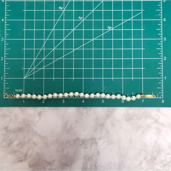 VTG 80s Napier Faux‎ Pearl Bracelet White Gold Tone 7.5" Signed Classic Preppy - Picture 6 of 6